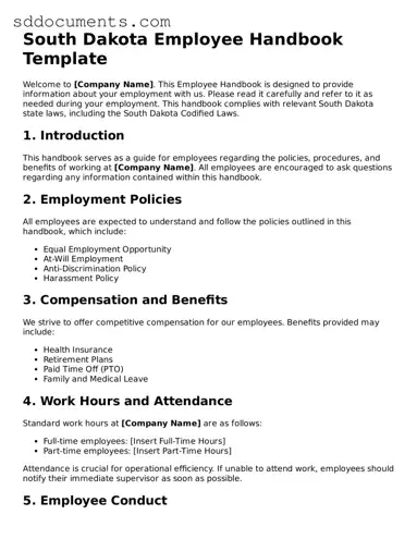 Free  Employee Handbook Template for South Dakota