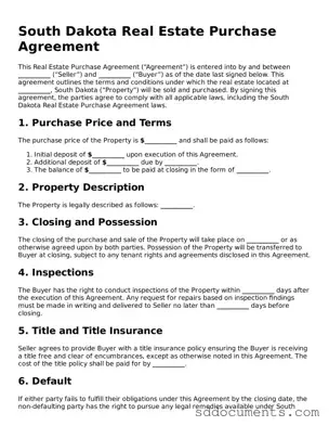 Free  Real Estate Purchase Agreement Template for South Dakota