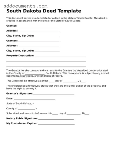 Free  Deed Template for South Dakota